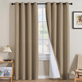 H.VERSAILTEX Linen Curtains 100% Blackout Curtains for Bedroom 96 inch Long Full Light Blocking Nature Linen Blended Window Curtains for Living Room Nickel Grommet (2 Panels, Heathered Macchiato)