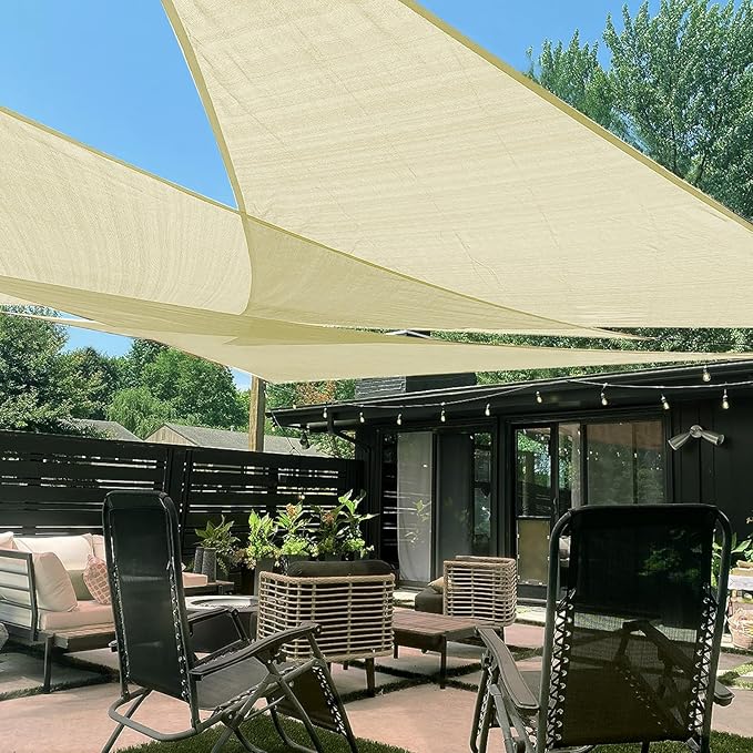 LOVE STORY Custom Size 10'x15'x18' Butter Cream Sun Shade Sail Right Triangle Sunshade Fabric Awning Canopy for Patio Backyard Carport Pergola (Customized)