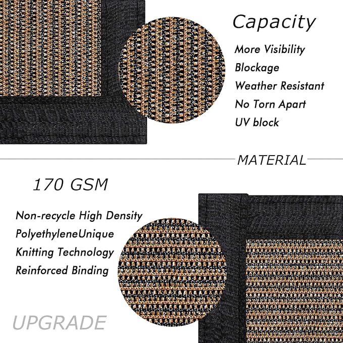 UPGRADE Privacy Fence Screen 5'x4' Brown Outdoor 90% Visibility Blockage 170 GSM Mesh Shade Cover Panels for Backyard,Balcony,Home Decoration with Zip Ties,Customized Avaliable