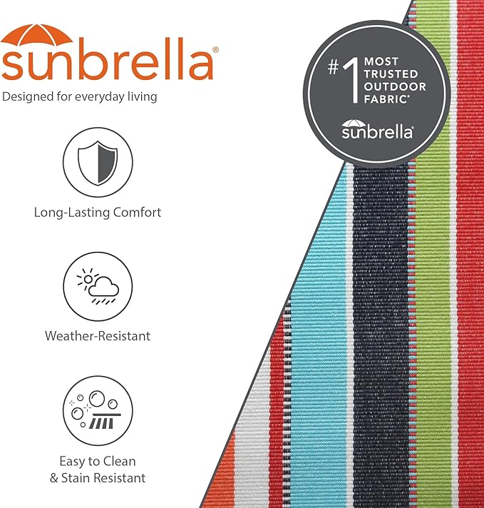 Vivere Double Sunbrella Hammock with Space-Saving Steel Stand, Heavy-Duty Portable Outdoor Hammock Set for Backyard, Patio, or Travel, Confetti