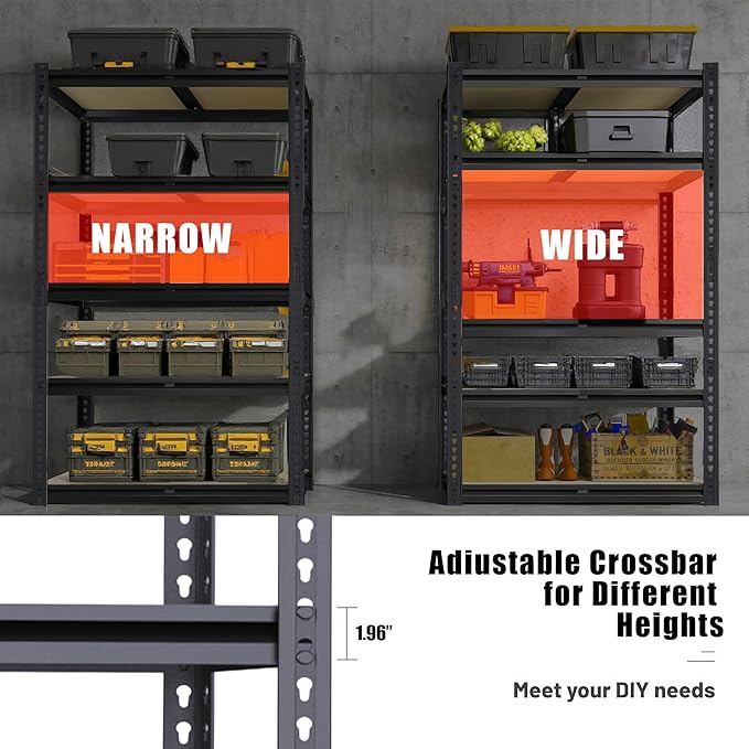 Garage Storage Shelves, 72''H Shelving Units and Storage, 2400 LBS Heavy Duty Shelving, Metal Garage Shelves for for Basement, Warehouse, Pantry, Closet, Kitchen