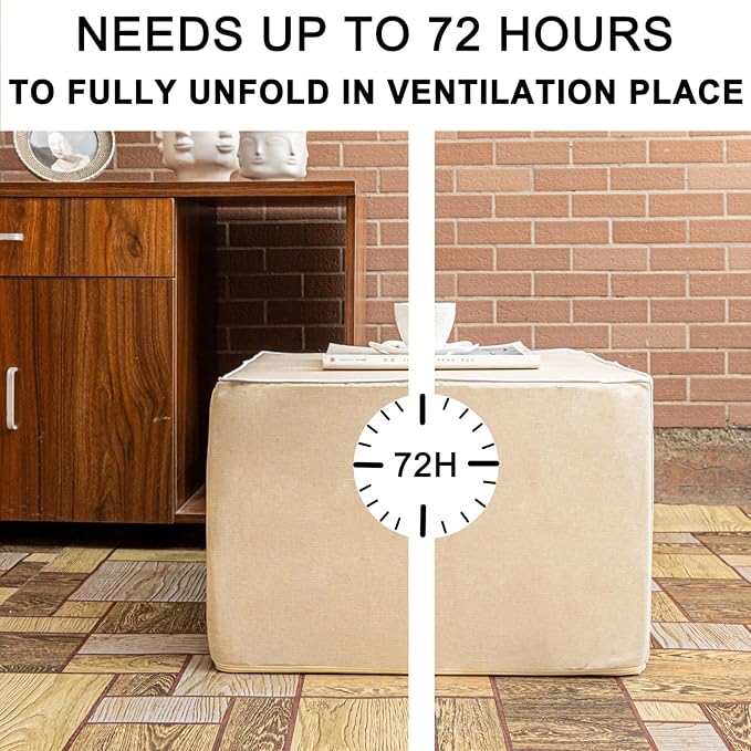 Outdoor Ottoman 20x20x14 Inches Outdoor Square Ottomans for Patio Modern Lightweight Foam Stuffed Pouf Outdoor Footstool Footrest (Linen)