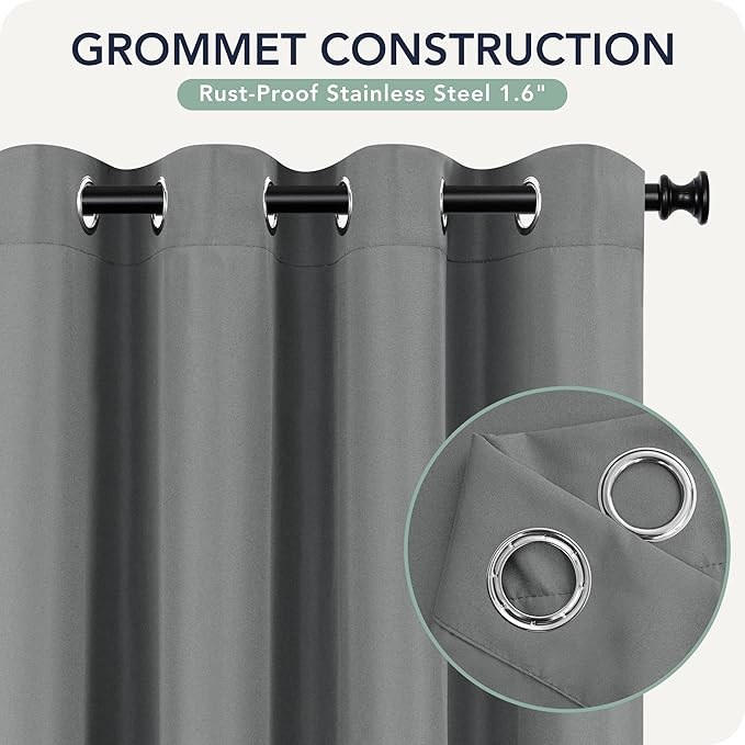 Gazebo Curtains Outdoor Waterproof 6 Panels - Windproof, Privacy, Weatherproof Outside Drapes for Patio Pergola Porch, Grommet Top and Tab Bottom Drape, 54x84 Inch, Grey