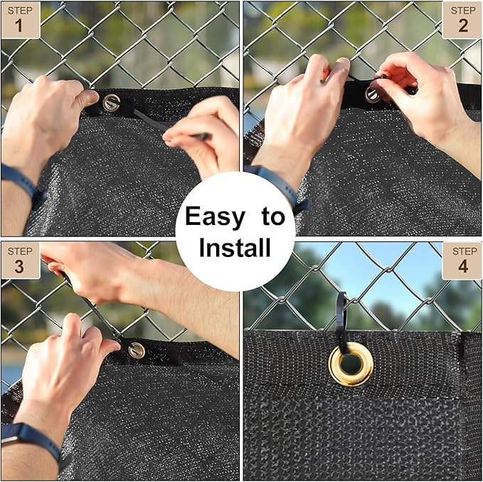 UPGRADE Privacy Fence Screen 4'x80' Dark Grey Outdoor 90% Visibility Blockage 170 GSM Mesh Shade Cover Panels for Backyard,Balcony,Home Decoration with Zip Ties,Customized Avaliable