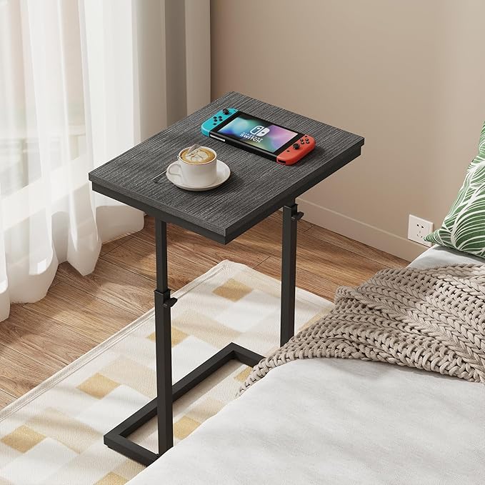 TUTOTAK End Table, Side Table, Tall Couch Table, Sofa Table, Living Room, Bedroom,Black TB01BK083P