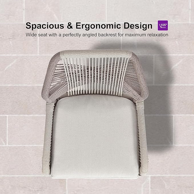 PURPLE LEAF Patio Bar Stool Bar Height Set of 4 Outdoor Rattan Chairs with Back Modern Aluminum Woven Barstools for Garden Indoor Kitchen Coffee