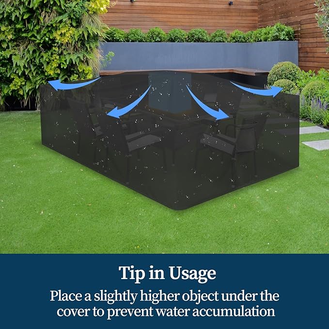 Easy-Going Rectangle Patio Furniture Cover Waterproof Outdoor Dining Table and Chair Cover Anti-UV Outside Sectional Sofa Set Covers (88"L x 58"W x 28"H, Black)