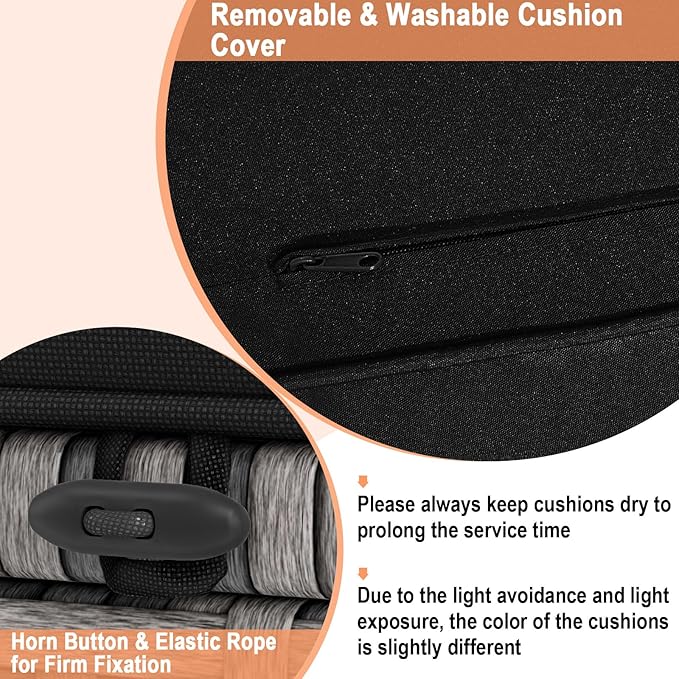 RELAX4LIFE Wicker Outdoor Storage Ottoman - 2-Piece Rattan Footstool w/Removable Cushion, Multipurpose Footrest Foot Stool Seating, Set of 2 Outdoor Ottomans for Patio Deck (Mix Grey-Black)