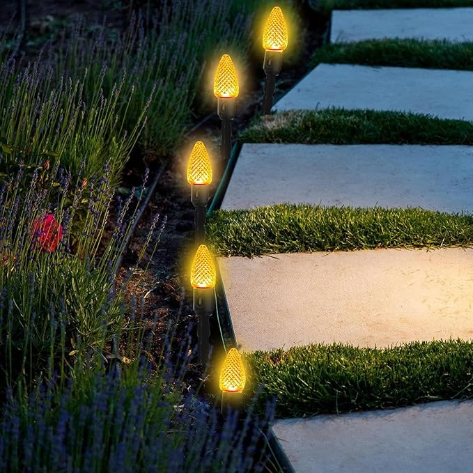 60 Pcs 5 Inch Christmas Light Stakes Universal Yard Lawn Holiday Light Stakes for C7 C9 String Lights Holders on Yards, Pathways (Green)
