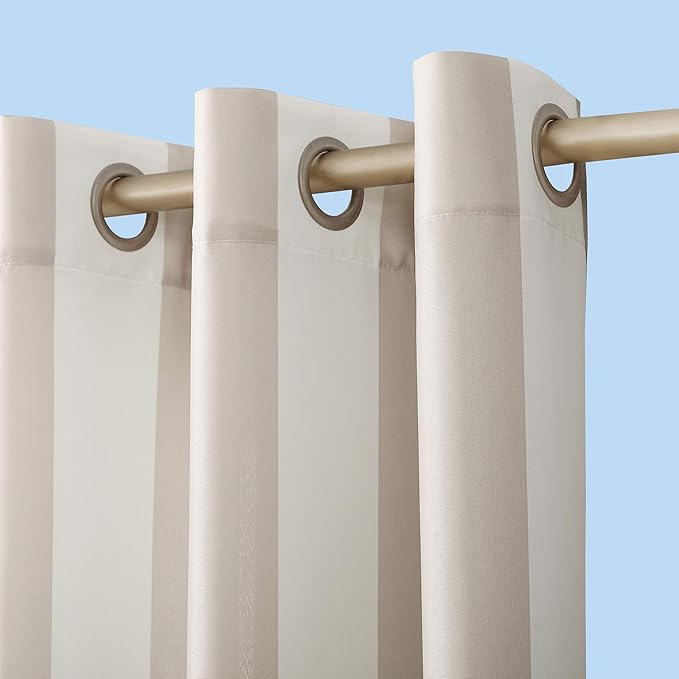 Sun Zero Valencia Cabana Stripe Indoor/Outdoor UV Protectant Energy Efficient Grommet Curtain Panel