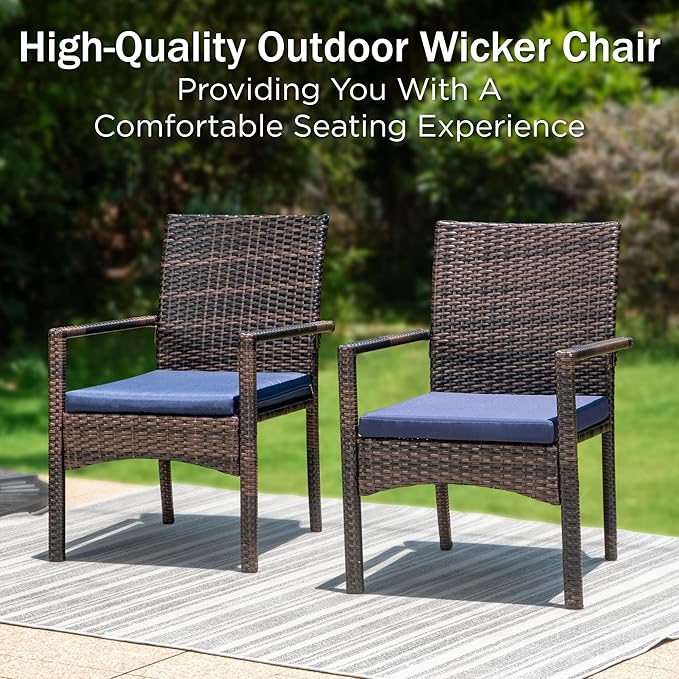 PHI VILLA 9 Piece Outdoor Dining Set for 8, Expandable Rectangular Metal Dining Table & Rattan Wicker Chairs with Cushions, Large Dining Furniture Set for Patio, Deck, Yard