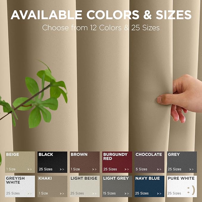 Joydeco Blackout Door Curtain for Doorway Privacy 90 Inches Long, Grommet Closet Curtain for Open Closet, Room Divider for Bedroom Living Room (Light Beige, 52Wx90L, 1 Panel)