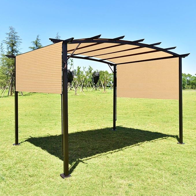 Eden's Decor Straight Flat-Edged Sun Shade Sail Rectangular 9' x 20' Beige UV-Blocking Outdoor Canopy Fabric Cloth Awning for Pergola Patio Garden Backyard Custom Size