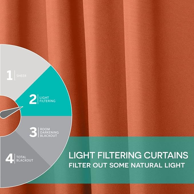 Exclusive Home Cabana Solid Indoor/Outdoor Light Filtering Hook-and-Loop Tab Top Curtain Panel Pair, 54"x84", Mecca Orange