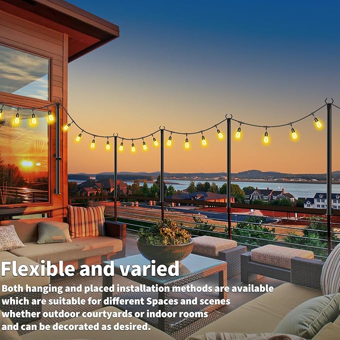 10 Pack String Light Poles,5Ft Light Poles for Outside String Lights,Outdoor Lights Pole with Fork,Metal Poles Stand for Patio Deck Backyard