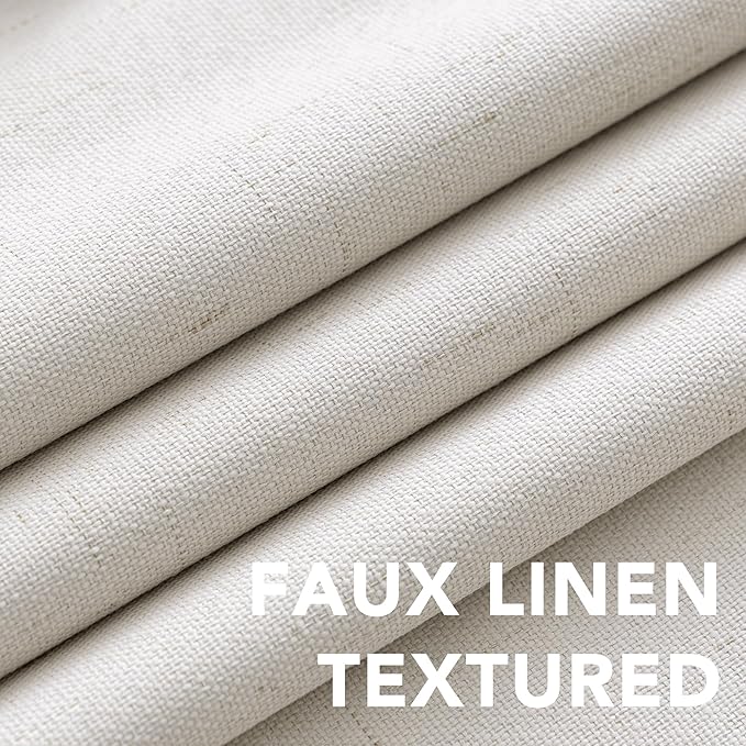 H.VERSAILTEX Sliding Door Curtains, Linen 100% Blackout Curtains Durable Thick Textured Linen Look Patio Door Curtain Anti Rust Grommet Extra Wide Window Drapes, W100 x L96 inch- Ivory