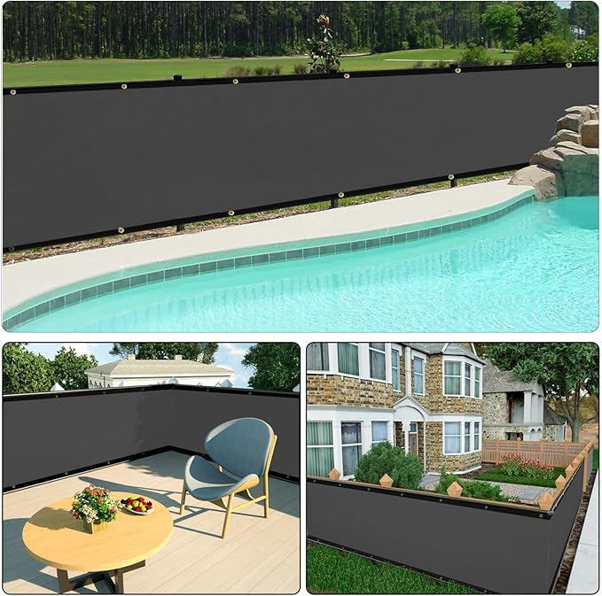 UPGRADE Privacy Fence Screen 3'x12' Dark Grey Outdoor 90% Visibility Blockage 170 GSM Mesh Shade Cover Panels for Backyard,Balcony,Home Decoration with Zip Ties,Customized Avaliable