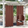 Easy-Going Linen Look Outdoor Curtains Waterproof Windproof Porch Curtains, Soft Thicken Outdoor Privacy Curtains for Patio, Gazebo, Grommet Top and Tab Bottom Drape, 1 Panel, 110x96 inch, Terra Red