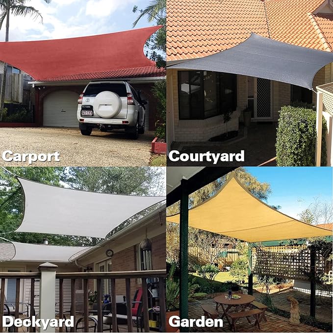 KANAGAWA 14'X20' Cream Custom Size Sun Shade Sail Rectangle UV Block Canopy Cover for Patio Backyard Lawn Garden Outdoor (Customized Available)