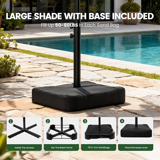 OLILAWN 10ft Patio Umbrella with Base