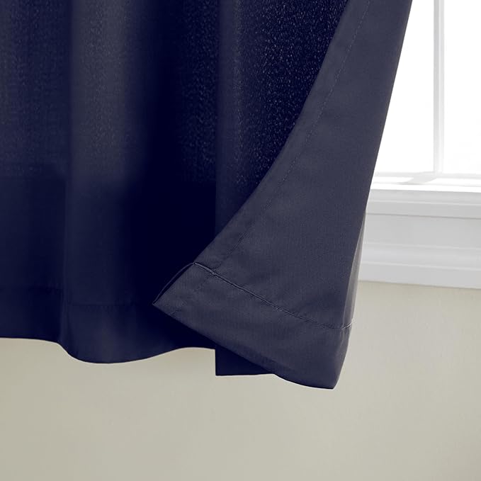 TOWN & COUNTRY BASICS Cabana Solid Heavyweight Indoor Outdoor Curtains, Light Filtering Opacity with Grommet Top, Water Repellent, 2-Pack Set, 54"x108", Dark Navy