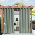 NICETOWN Outdoor Curtains for Patio Waterproof 108 inches Long 2 Panels, Windproof Thermal Insulated Top & Bottom Grommet/Back Tab Privacy Drapes with Rope for Gazebo, Sage Green, W52 x L108