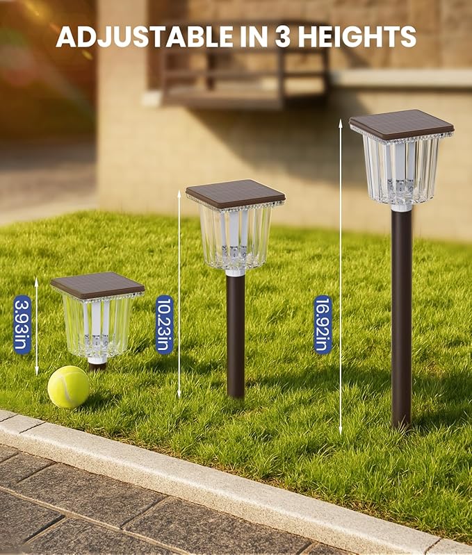 Super Bright Solar Pathway Lights Outdoor Powered,Adjustable Warm&Cool White,Waterproof IP65 Garden Decor Landscape Lighting Outside for Yard/Patio/Walkway/Driveway/Landscape (Cocoa Brown, 1 Pack)