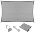 Eden's Decor Straight Flat-Edged Sun Shade Sail Rectangular 15' x 22' Grey UV-Blocking Outdoor Canopy Fabric Cloth Awning for Pergola Patio Garden Backyard Custom Size