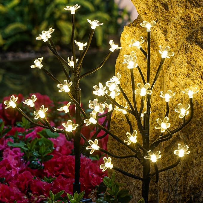 Solar Garden Lights Outdoor,Solar Lights Outdoor Decorative Waterproof for Outside 6Pack, 120Led Solar Flowers Garden Decor, Yard Pathway,Patio Fairy Decorations,Gardening Gifts for Women Mom