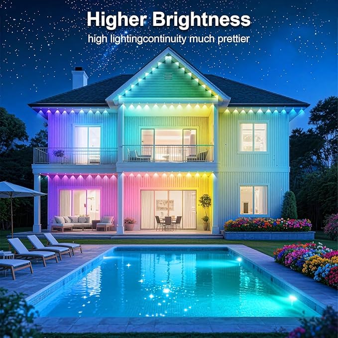 150FT Permanent Outdoor Lights for House Waterproof, IP67 LED Eave Lights with App/Remote Control, Outdoor Permanent led Lighting for House Roof Decor,Christmas,Party,All Holiday and Daily