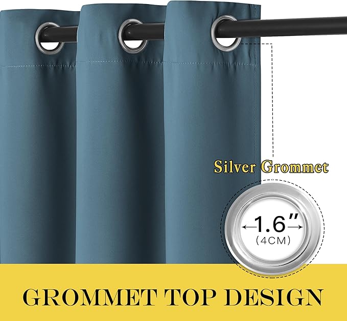 NICETOWN Room Darkening Curtain for Living Room - Energy Saving Thermal Insulated Grommet Room Darkening Curtain/Drape for Bedroom (1 Panel, 46 by 72, Smoky Blue)