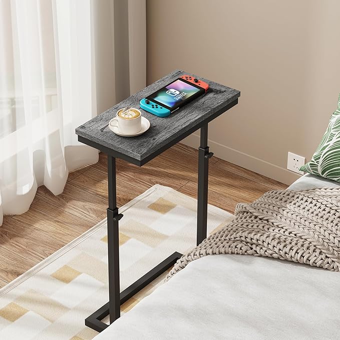 TUTOTAK End Table, Side Table, Tall Couch Table, Sofa Table, Living Room, Bedroom, Grey TB01BY083