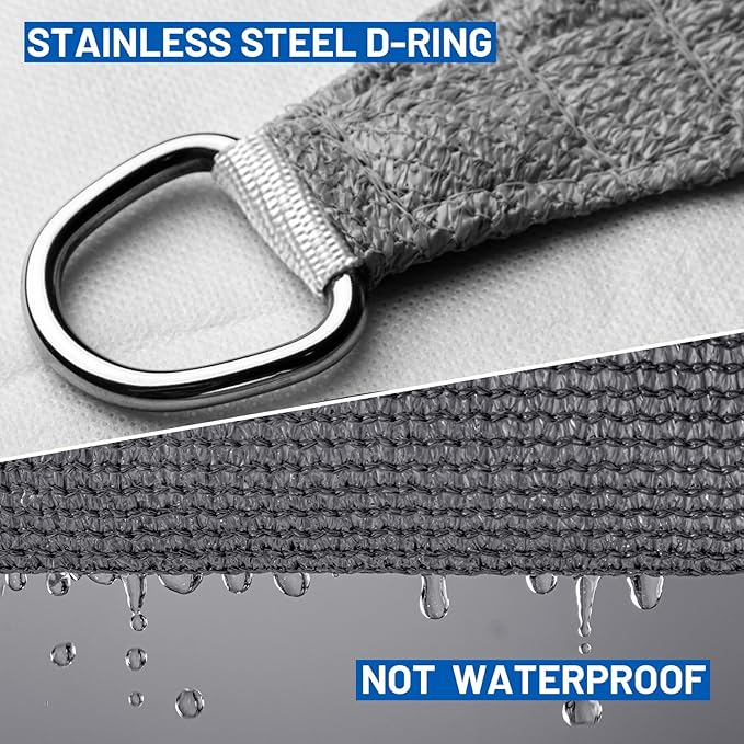 SUNLAX Sun Shade Sail 16' x 21' x 26.4' Dark Grey Rectangle Canopy Sail Shade Cover UV Block Permeable Sunshade Outdoor for Patio Backyard Deck Pergola (We Make Custom Size)