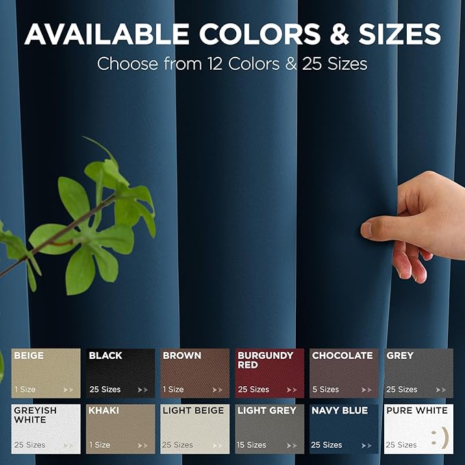 Joydeco Blackout Patio Sliding Door Curtains 96 Inches Long, Grommet Privacy Room Divider Curtains, Extra Wide Thermal Blackout Drapes for Bedroom Living Room (Navy Blue, 80Wx96L, 1 Panel)