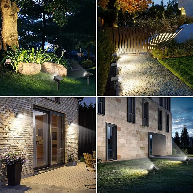 Solar Spot Lights Outdoor, [57 LED/2 Pack] Solar Lights Outdoor IP65 Waterproof, 3 Modes Solar Powered Landscape Spotlights for Garden Yard Outside Patio Pathway Pool(Cold White)