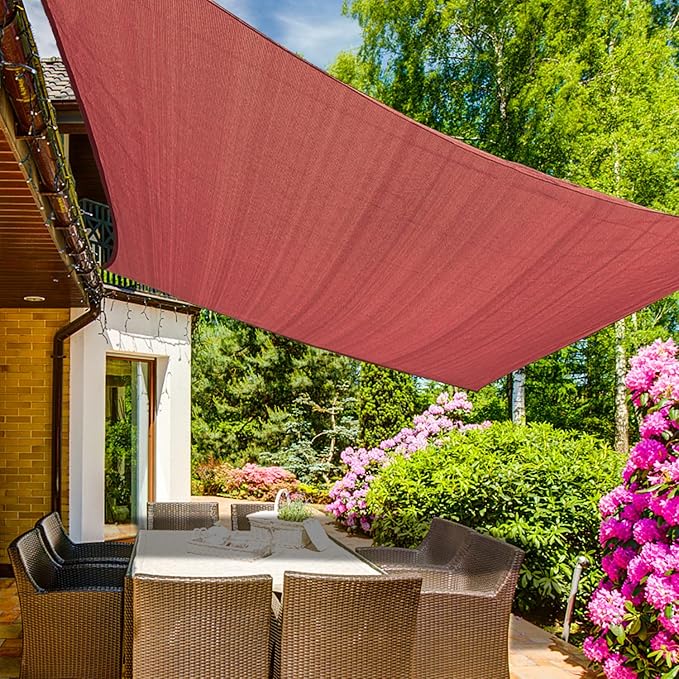 KANAGAWA 12'X12' Rust Red Custom Size Sun Shade Sail Square UV Block Canopy Cover for Patio Backyard Lawn Garden Outdoor (Customized Available)