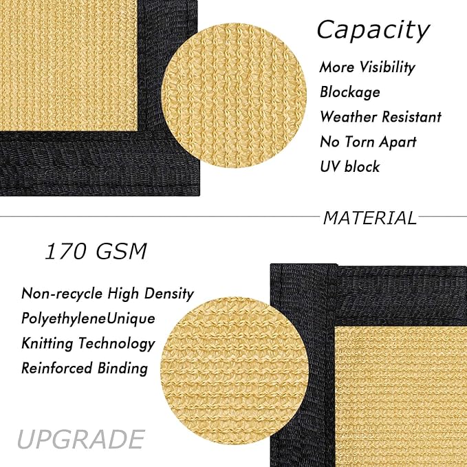 UPGRADE 6' x 50' Privacy Screen Fence Commercial Shade Cover with Heavy Duty Grommets for Visibility Blockage & Home Protection-Sand, Customizable