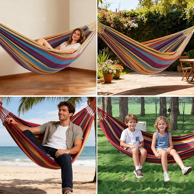 2Pack Hammocks | Camping Hammock | Portable Outdoor Hammock Set | for Hiking, Backpacking and Camping | 2pcs(Red Stripe and Blue Stripe)