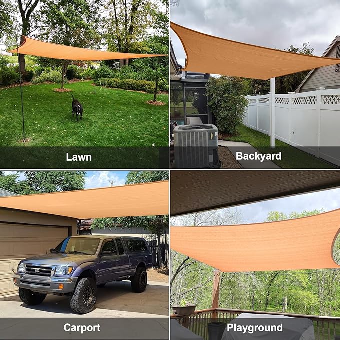 SUNLAX Sun Shade Sail 9' x 16' Peach Fuzz Rectangle Canopy Sail Shade Cover UV Block Permeable Sunshade Outdoor for Patio Backyard Deck Pergola (We Make Custom Size)