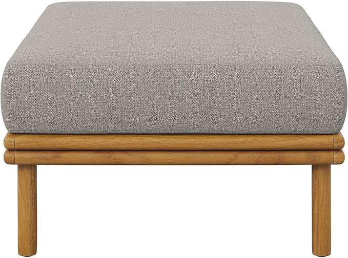 Modway Wren Teak Wood Outdoor Ottoman in Natural Driftwood