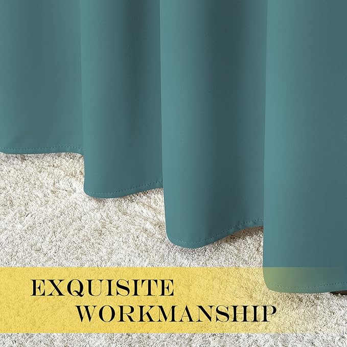 NICETOWN Blackout Curtains for Sliding Glass Door Room Divider Noise Reduce Curtain Panel Portable Window Screen Sliding Partition, W100 x L102 inches, 1 Panel, Sea Teal