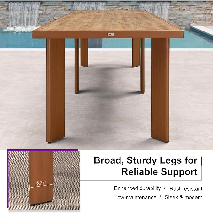 PURPLE LEAF 11 Pieces Outdoor Dining Set Patio Dining Furniture Aluminum Wicker Rattan Outdoor Dining Table and Chairs for Lawn Garden Backyard Brown