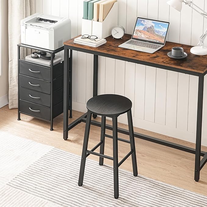 HOOBRO Bar Stools, Bar stools Set of 2,Counter Height Bar Stools, 24.8" Barstools for Kitchen Island, Industrial Kitchen Bar Chairs, for Dining Room, Bar, Black BB07BY01G1N2
