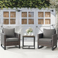 Belord Outdoor Bistro Set 3 Piece Wicker Patio Chairs, Oversize Rattan Seating Set, All-Weather Furniture With Metal Side Table and Removable Cushion for Outside, Brown