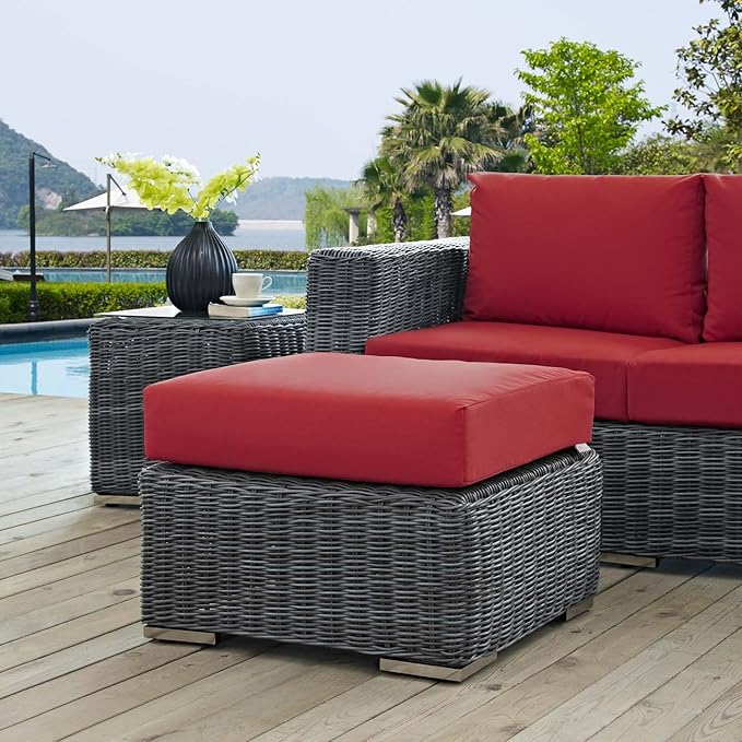 Modway EEI-1869-GRY-RED Ottoman, Canvas Red
