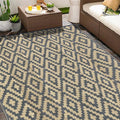 SAND MINE Reversible Mats, Plastic Straw Rug, Modern Area Rug, Large Floor Mat and Rug for Outdoors, RV, Patio, Backyard, Deck, Picnic, Beach, Trailer, Camping (8' x 10', Grey Tan Lattice)