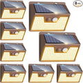 Peasur Solar Lights Outdoor Motion Sensor Waterproof, 8 Pack 140LED Brown Solar Powered Fence Light, 3 Modes Security Wall Lights for Garden Yard Outside(Warm White)