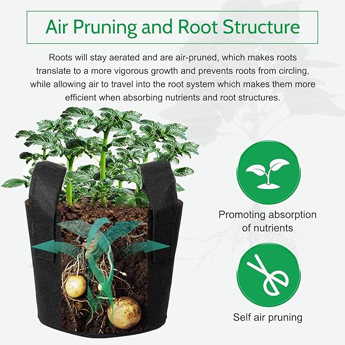 JERIA 12-Pack 20 Gallon Grow Bags, 300G Thickened Nonwoven Garden Pots,Heavy Duty Fabric Pots with Reinforced Handles
