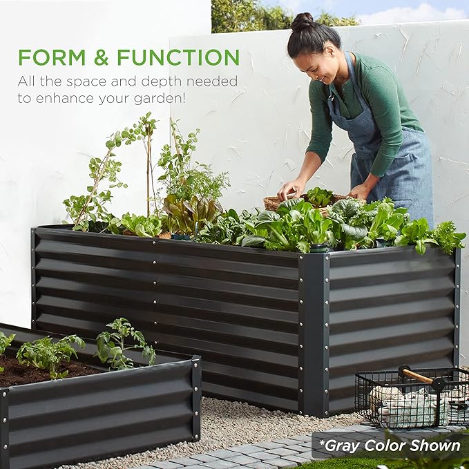 Best Choice Products 6x3x2ft Outdoor Metal Raised Garden Bed, Deep Root Box Planter for Vegetables, Flowers, Herbs, 269 Gallon Capacity, 100% Non Toxic Materials - White