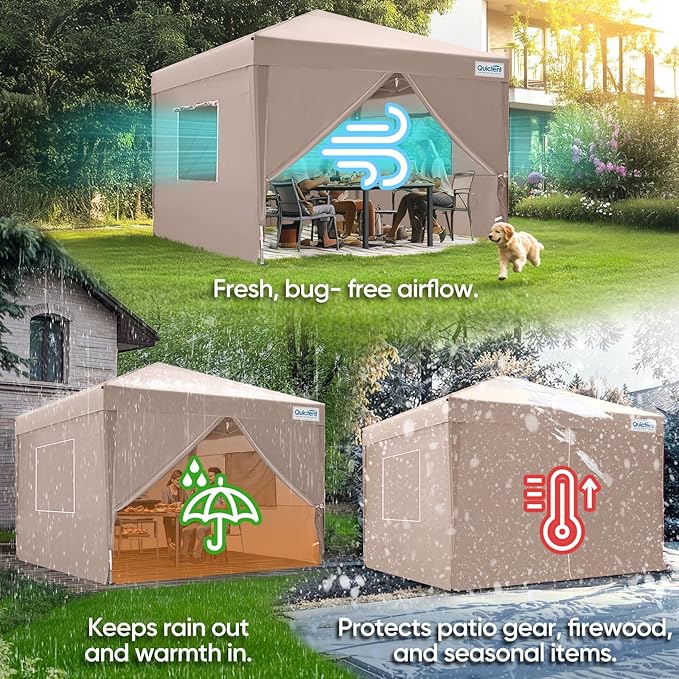 Quictent Privacy 8x8 Pop up Canopy Tent with Sidewalls and Roll-up Ventilated Windows, One Person Easy Setup, Outdoor Commercial Gazebo Shelter Enclosed Waterproof, Bonus 4 Sandbags